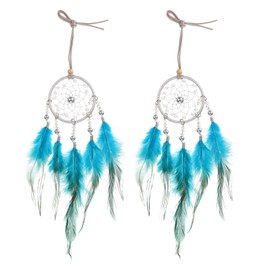sourcing map 2pcs Dream Catchers with Crystal Beads Wall Decor for Decoration, Peacock Blue