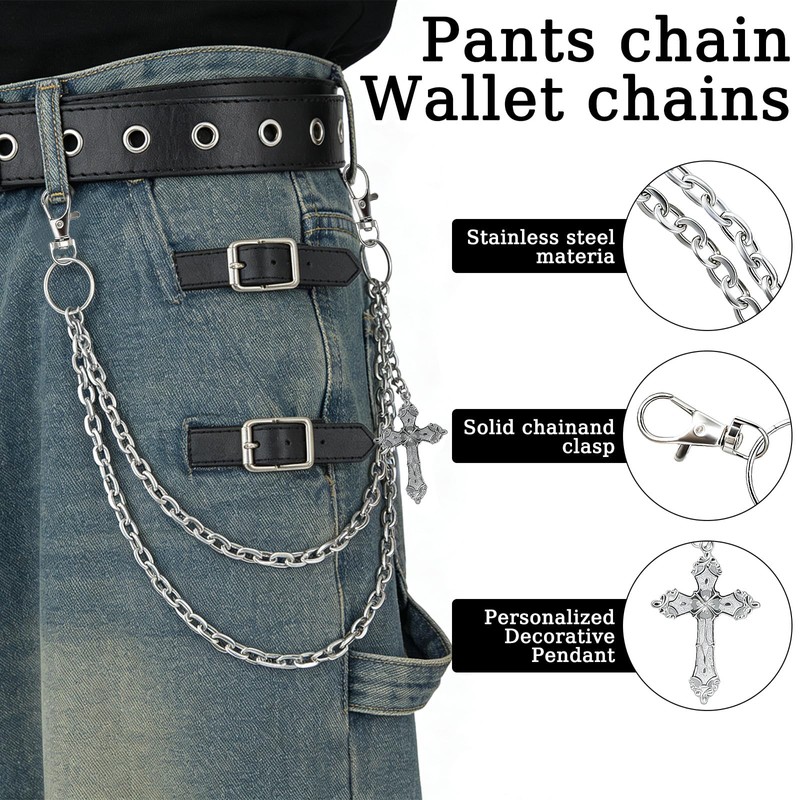 loghohu Wallet Chain Pants Chain for Women Men Double Cross