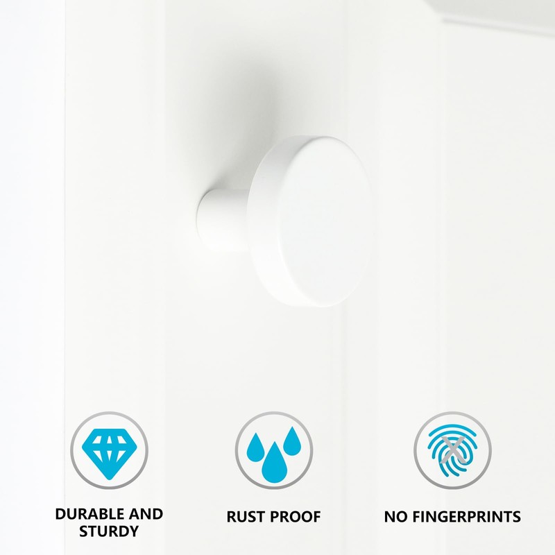 HANIHUA 10 Pack White Cabinet Knobs Dresser Knobs, Solid Kitchen