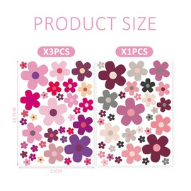 4 Flower Stickers, Bicycle Stickers, Flower Sticker Car Stickers, Flower Sticker Set, Colorful Flower Stickers, Plant Sticker Decoration