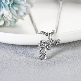 YAFEINI Gun Urn Necklace for Ashes Sterling Silver Rose Gun Cremation Jewelry for Ashes Unisex Punk Gun Memory Jewellery for Women Men