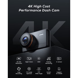 iZEEKER 4K Dash Cam Front, 2160P Car Camera with Free 32GB Card, Night Vision Dashcam with Loop Recording, G-Sensor Auto Lock, Parking Mode, WDR 400