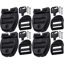 OIIKI 4 Sets Hot Tub Cover Clips, Black Spa Hot Tub Cover Clip Replacement Latch Repair Kit for Spa Cover Straps (8 Latches Clip Locks, 4 Slides, 4 Keys, 8 Screws)