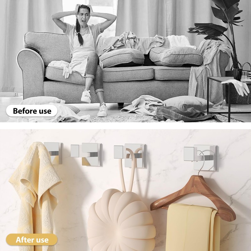 HITSLAM Towel Hooks for Bathroom Wall Mounted, Chrome Bathroom Hook,