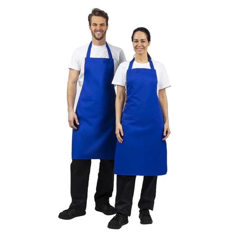Whites Chef's Cook's Polycotton Long Bib Apron, Royal Blue, Professional