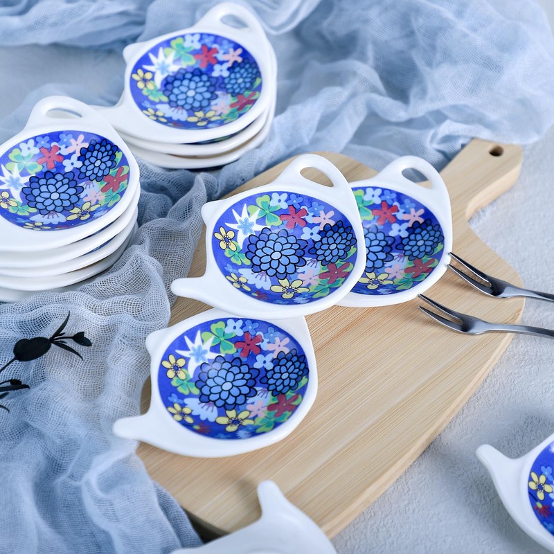 SOCOSY Ceramic Tea Bag Coasters Spoon Rests Teabag Resting Caddy