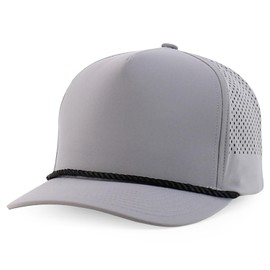 Trendy Apparel Shop 5 Panel High Profile Rope Hybrid Perforated Mesh Back Cap - Grey Black