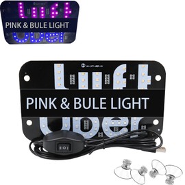 BOBKNOW Led Light Signs for Car, Taxi Sign Light Windshield, Have Button to Switch Colors, with 4 Suction Cups, Window Flashing Logo, Windshield, for Cars and Taxis (Blue+Pink)