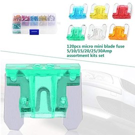 120pcs 5A 10A 15A 20A 25A 30A Fusibles Surtido de fusibles de cuchilla automotriz, Mini caja de fusibles para Carro/Barco/Camión/SUV
