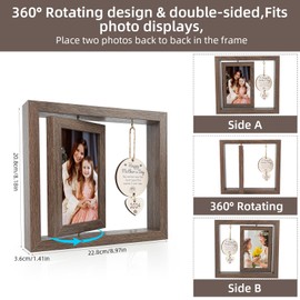Mom Gifts for Mother's Day, Mom Picture Frames With Warm Round Pendant Gifts, Double Sided Rotating Picture Frame for 4x6 Photo, Birthday Gift for Mom, Mother-in-Law, Step Mom, Bonus Mom (Walnut