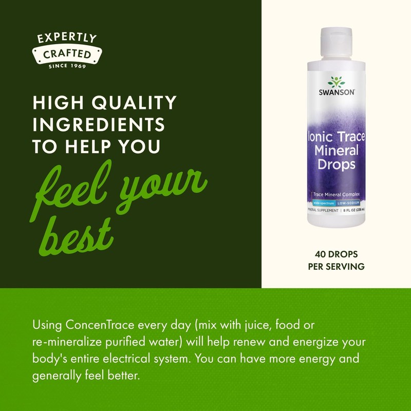 Swanson Concentrace Trace Mineral Drops 8oz-Complete Mineral Complex for Energy,