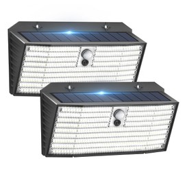 APILAB Upgraded Solar Lights Outdoor, 2 Pack 418 LED Motion Sensor Outdoor Lights, 3 Modes Security Light, IP65 Waterproof Solar Powered Wall Light for Outside Yard Garage Deck Fence