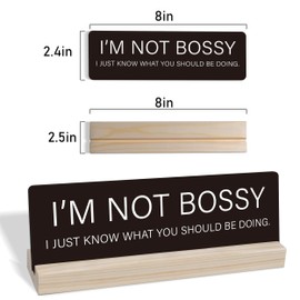 Motivational Home Office Desk Black Decor Sign, Coworker Gifts for Women Men Positive Quotes Empath Gifts, Wooden Stand Sign-I'm Not Bossy, Funny Work Humor Office Supplies-i017