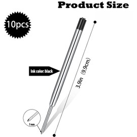 Pack of 10 ballpoint pen refills, short ballpoint pen refills, black ballpoint pen, large capacity refill, Montblanc ballpoint pen refill, black ballpoint pen