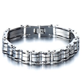 COOLSTEELANDBEYOND Heavy-Duty Stainless Steel Men's Bike Chain Bracelet Jewelry for Man Bold and Chunky