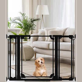 WAOWAO Clear Baby Gate for Stairs Modern Design Acrylic Auto Close Pet Gate, 29.52-47.24" Wide Safety Baby Gate for Doorways,Black Clear Dog Gates Indoor,Hallways,Kitchen