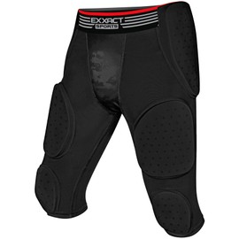 Exxact Sports Battle 7-Pad Football Girdle for Men & Boys - Finest Padded Compression Shorts, Mens Girdle Football with Cup Pocket, Adult & Youth Football Girdle (Black, AS)