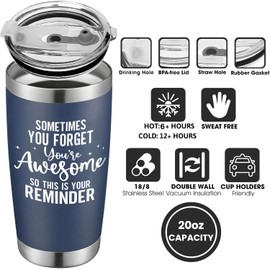 Gifts for Men Husband, Sometimes You Forget You're Awesome Coffee Tumbler, Inspirational Birthday & Holiday Present for Dad Father Men Boss Husband Boyfriend Best Friend Som - Navy Blue 20oz