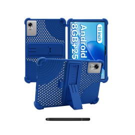 for UMIDIGI G9 Tab 11 inch Android Tablet Case,BOVUGAC Soft Silicone with Capacitive Pen,Heat Dissipation Design,Adjustable Stand,Shockproof,Kids Friendly(Blue)