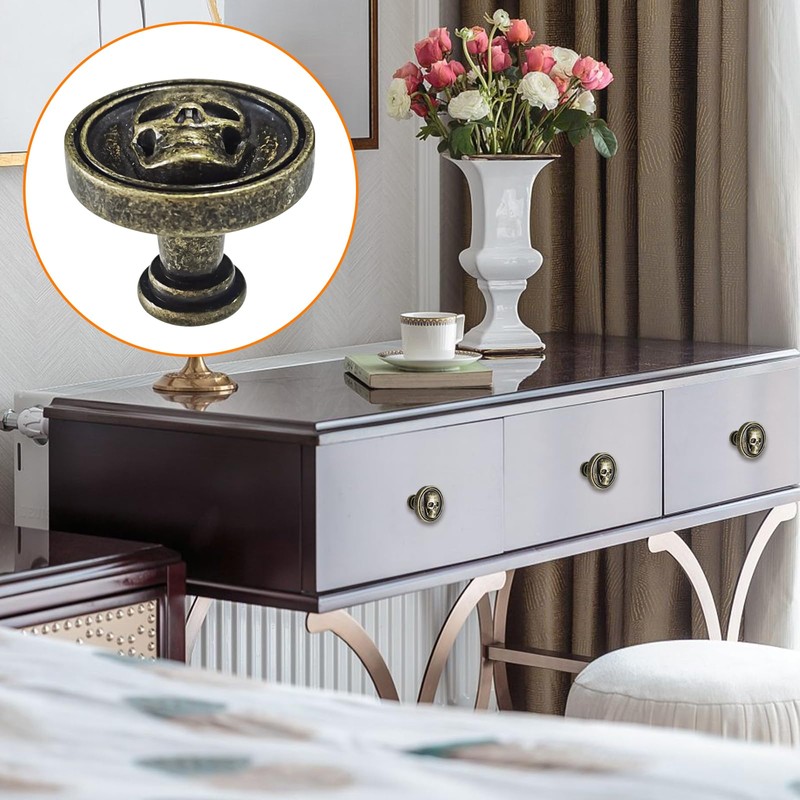 BAMI-LEE House Vintage Skull Knob, 6 pcs Single Hole Cabinets