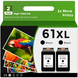 61XL Black Ink Cartridge for HP Ink 61 XL Replacement (HP61 HP61XL 2 Pack) for 3510 4500 2620 5530 4630 2540 4502 3050 1510 4632 4501 2542 2514 4635 3050a 5535 4610 1000 1010 1512 3512 2541 Printer