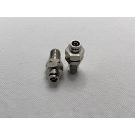 Air Suspension Fittings 2x 2” Long 3/8” PTC To 3/8” PTC Straight DOT Bulk Head Nickel Finish