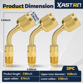 3Pcs A2L R32 R454B Brass Adapter Set, 1/4" Left-Hand Female to 1/4" Right-Hand Male Flare Fittings, Compatible with R-32/R-454B A2L LH Refrige-rant Tanks and RH Service Hose, 45° HVAC Charging Adapter