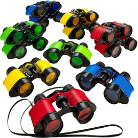 Kicko 12 Toy Binoculars with Neck String 3.5 x 5 Inches - Novelty Binoculars for Children, Sightseeing, Birdwatching, Wildlife, Outdoors, Scenery, Indoors, Pretend, Play, Props, and