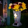Solar Cemetery Grave Vase with LED for Fresh/Artificial Flowers Headstones