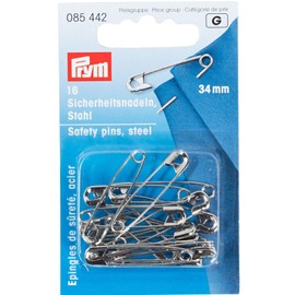 Prym Sicherheitsnadeln, 34mm, silberfarbig, 16 Stück, Stahl