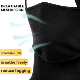 CYNROFVEN Kids Balaclava Ski Mask- Thermal Fleece Full Face Cover Winter Balaclava with Movable Face Part for Skiing Skating Black