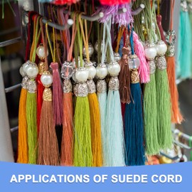 GLOKUUCA Suede Cord with Roll Spool - Flat Suede Cord Fits for Bouquet Wrapping Bracelets - Faux Leather Lace - (3mm x 50-Yard, Brown)