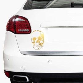 Finest Folia Skull Sticker Car Boat Motorcycle Caravan Decor K065 (Gold Metallic, 30 cm x 21 cm)