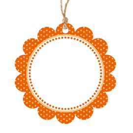 jijAcraft 50Pcs Blank Gift Tags with String, 2.5Inch Orange Dot Scalloped Round Blank Hangtag, White Writable Paper Tags for Gift Wrapping, DIY Crafts, Toys
