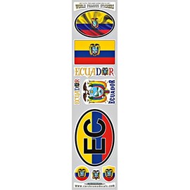 Ecuador 9 Stickers Set Flags Decals Bumper stiker car auto Bike Laptop