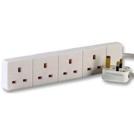 Aptii 2m White 4 Gang Power Strip Extension Cord Mains Plug