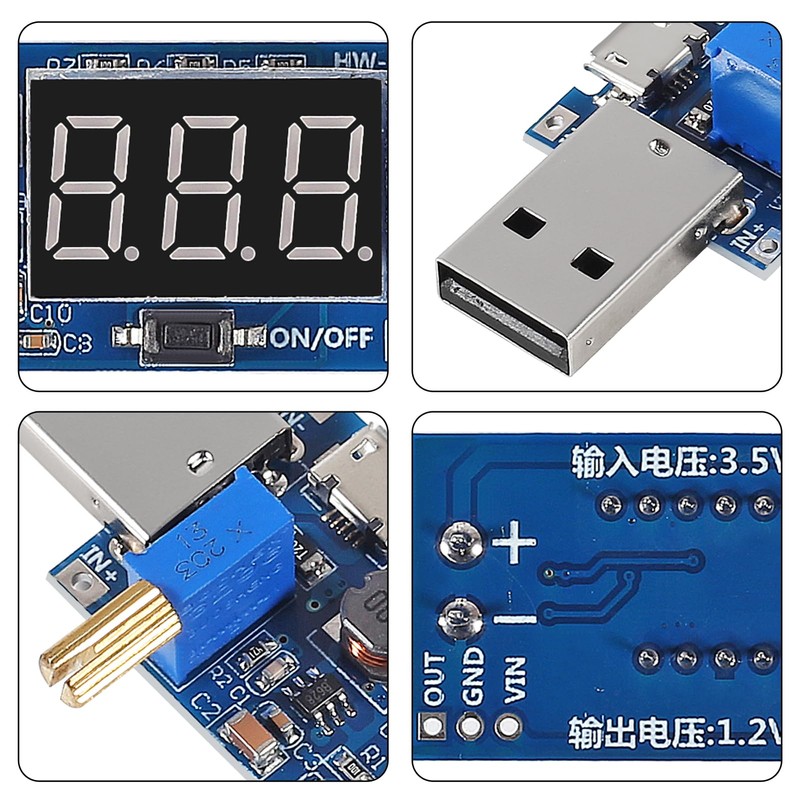 XIITIA 4pcs USB Buck Boost Converter 3.5V-12V to 1.2V-24V DC-DC