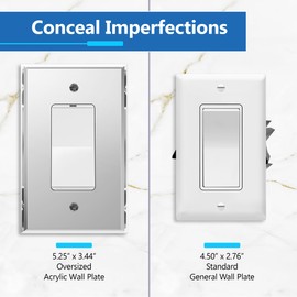 LIDER Reflective Acrylic Decorator Wall Plate, Mirrored Light Switch Plate, Plexiglass Outlet Cover, Acrylic Glass, Oversized 1-Gang 5.25" x 3.44", LWP-31O-ASV5P, Silver, 5 Pack