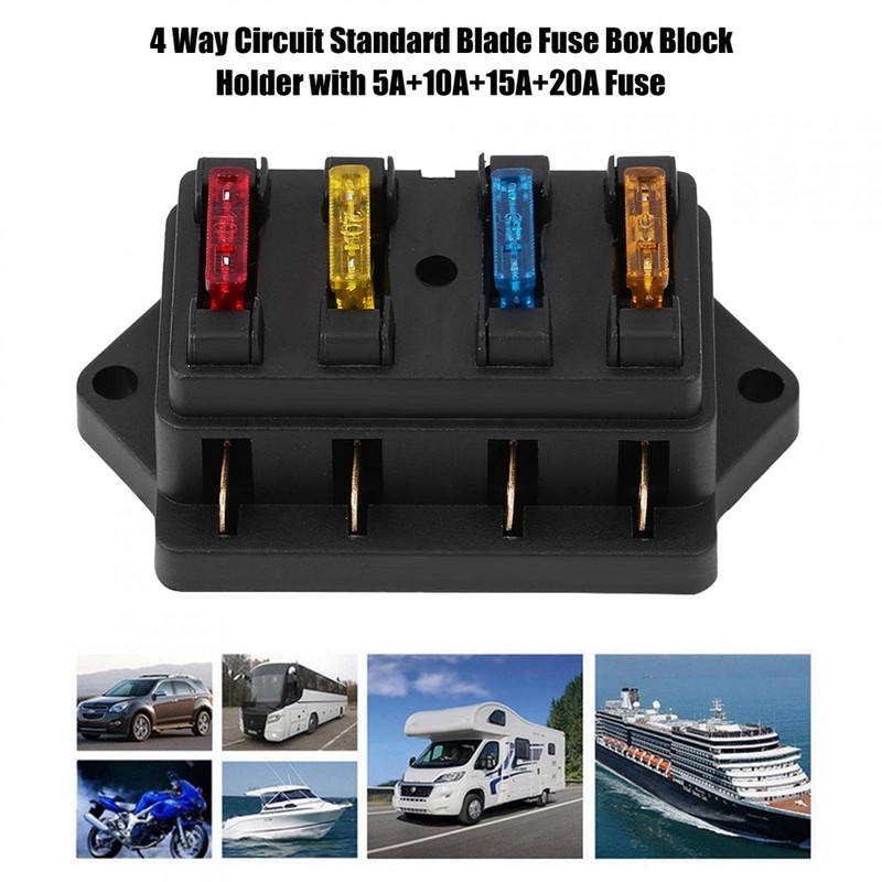 Fuse Holder Dustproof Fuse Block Black 1-40A Medium Blade for