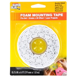 1 Roll ¾” X 6 FT Super Glue Pre-Cut Double Sided Adhesive Foam Mounting Tape Acid Free
