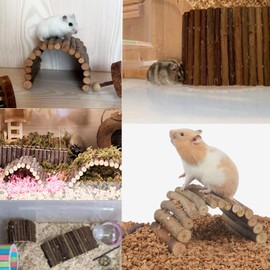 Hamster Bridge Rat Ladder Wooden Bridge Toy for Small Animals Cage Wood Ladder Natural Hideout for Guinea Pig Chinchilla Ferret Reptile (Pack of 6) (6 Ladder)