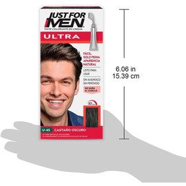 Just For Men Ultra, Tinte para Canas Castaño Oscuro U45 con Cepillo de Fácil Aplicación, 35g. Paquete de 3