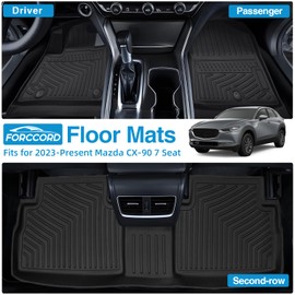 Powerty Floor Mats for 2024 2025 Mazda CX-90 CX90 Accessories Floor Liners 6&7 Seater with 3 Rows Floor Mat Heavy-Duty Floor Liner All Weather CX90 Car Floor Mats
