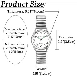 JewelryWe Women's Watch, Elegant Analogue Quartz Watch with Digital Dial and Elastic Alloy Strap, Gold/Silver, 2-silver, Bracelet