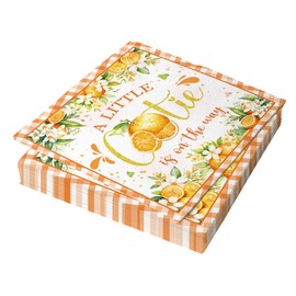 20Pcs Little Cutie Baby Shower Napkins, A Little Cutie Is On The Way Party Supplies, Disposable Orange Fruit Paper Napkins, Citrus Beverage Cocktail Napkin for Baby Shower Birthday Party Decorations