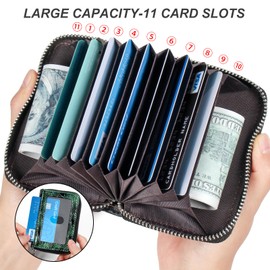 EcoVision Credit Card Holder RFID Card Case Wallet, Small Accordion Zipper Card Case Holder, Card Organizer Case for Women Men
