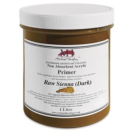 Michael Harding, Non-Absorbent Acrylic Primer, Raw Sienna Dark,1 Liter, NAAPRSDK1