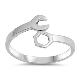 Wrench Cutout Wrap Polished Thumb Ring New .925 Sterling Silver Band Size 6