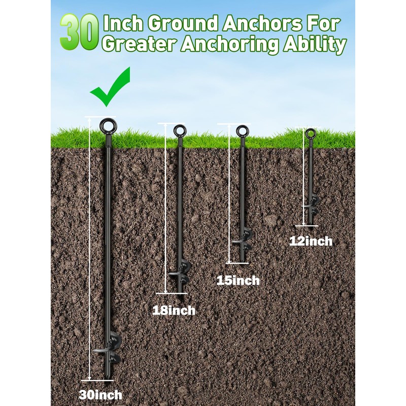 hannger 4 Pcs 30" Long Ground Anchors Shed Anchors Kit