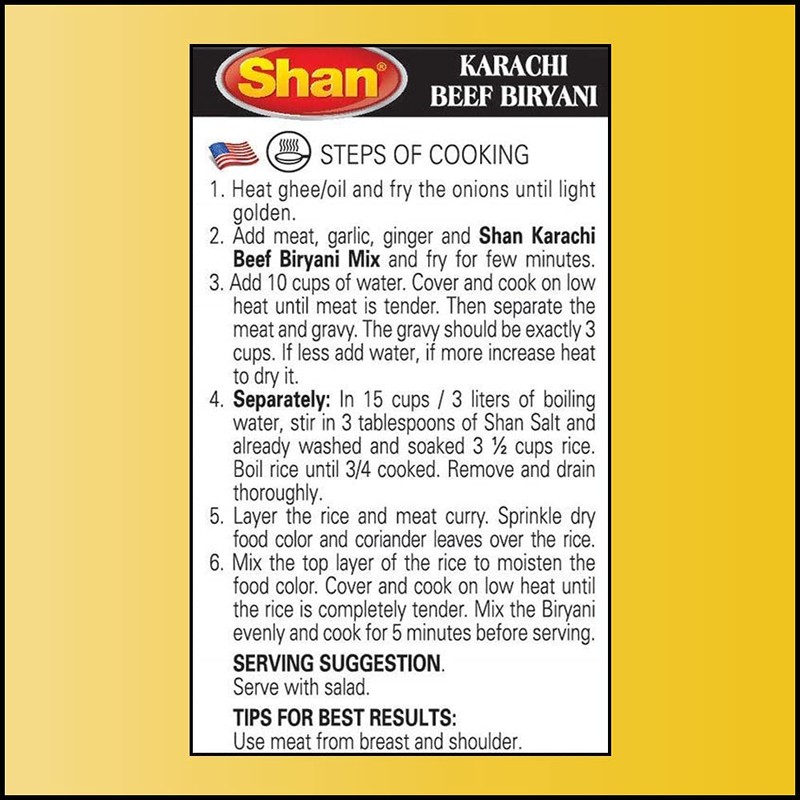 Shan Karachi Beef Biryani Recipe and Seasoning Mix 2.11 oz